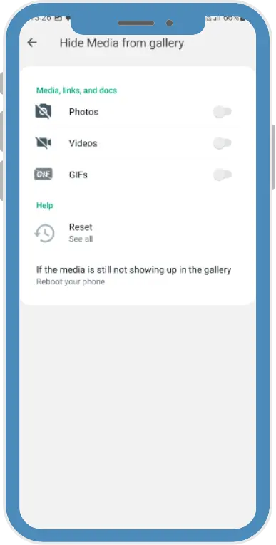 hide media from gallery using latest version whatsapp plus