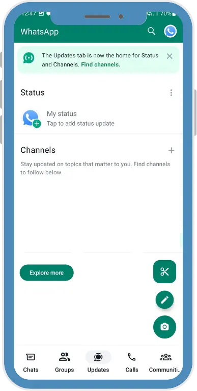 status section in official plus whatsapp